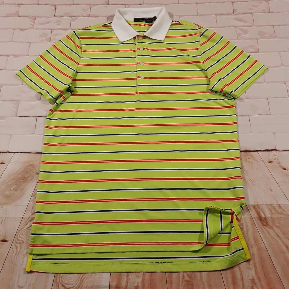 RLX Ralph Lauren Golf Polo Shirt Performance Mens Size Small Green Striped